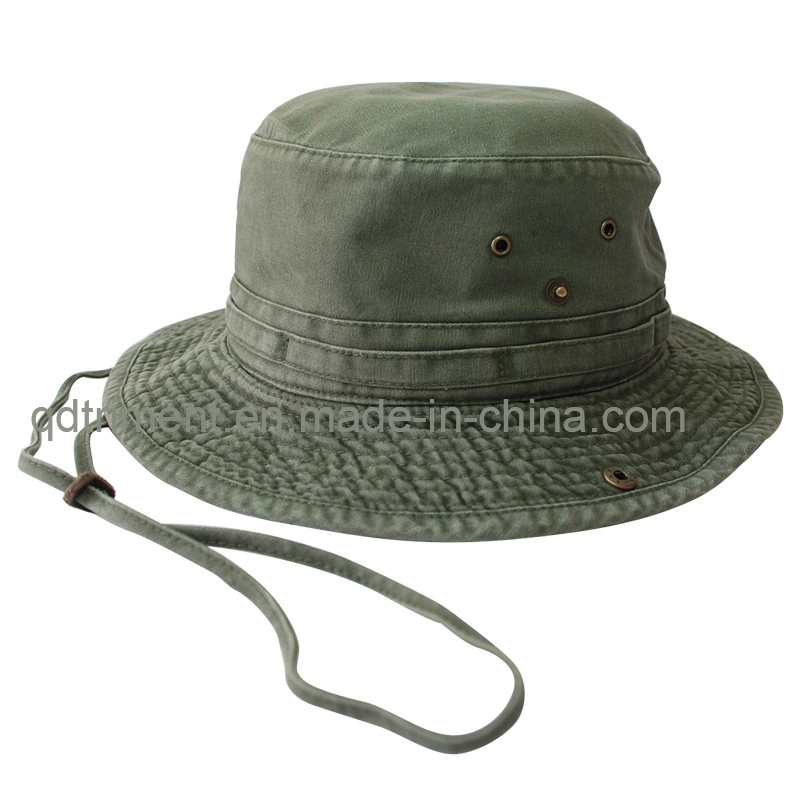 Flower Print Cotton Woven Plain Cloth Leisure Bucket Hat (TRBH14002)