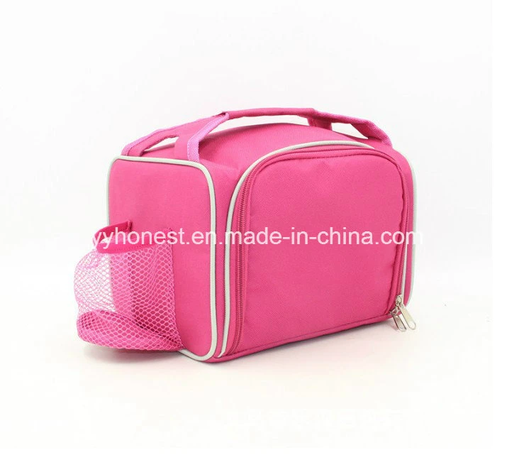 High Quality Eco-Friendly 600d Polyester Pink Lunch Bag