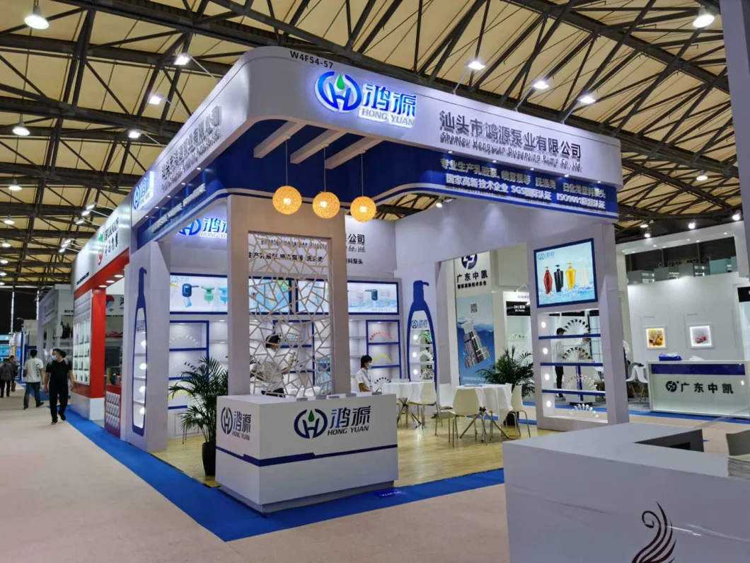 Hongyuan Customized 33mm Plastic Shower Gel Shampoo Pump Head, From China Hand Lotion Pump Dispenser Sprayer Pump