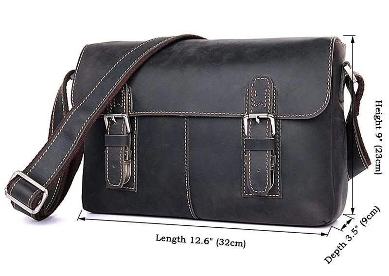 Crazy Horse Leather Men's Brown Messenger Bag Cross Body Bag