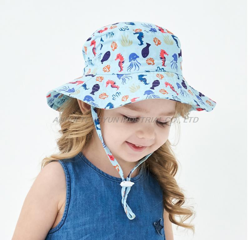 Fashion Bucket Hat Children Outdoor Sunscreen Reversible Printing Bucket Hat