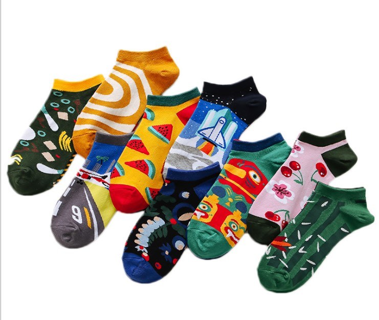 Low Cut Men Ankle Sock Series Men's 5-Pairs Cool Colorful Fancy Novelty Low Cut Ankle Sock