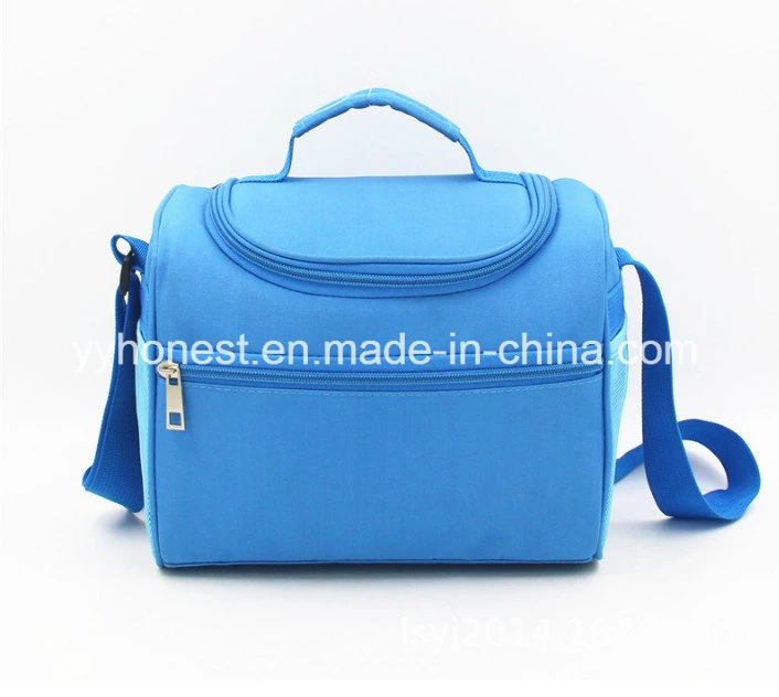 High Quality Eco-Friendly 600d Polyester Blue Cooler Lunch Bag