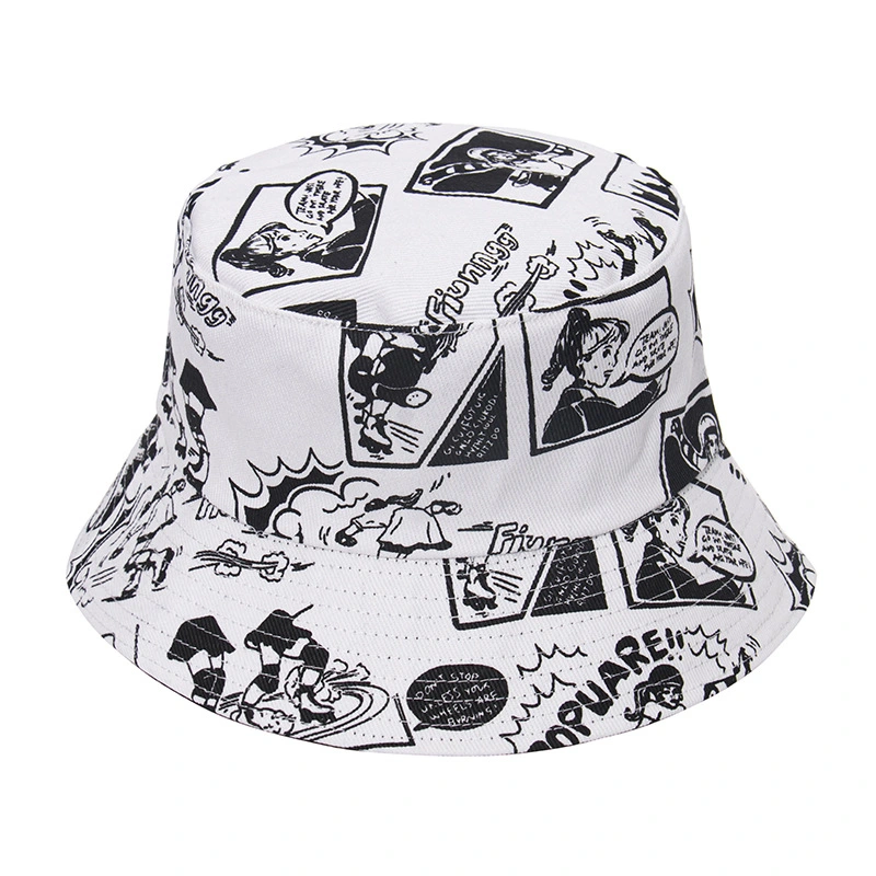 Comic Cartoon Character Print Basin Hat Sunscreen Outdoor Couple Fisherman Hat