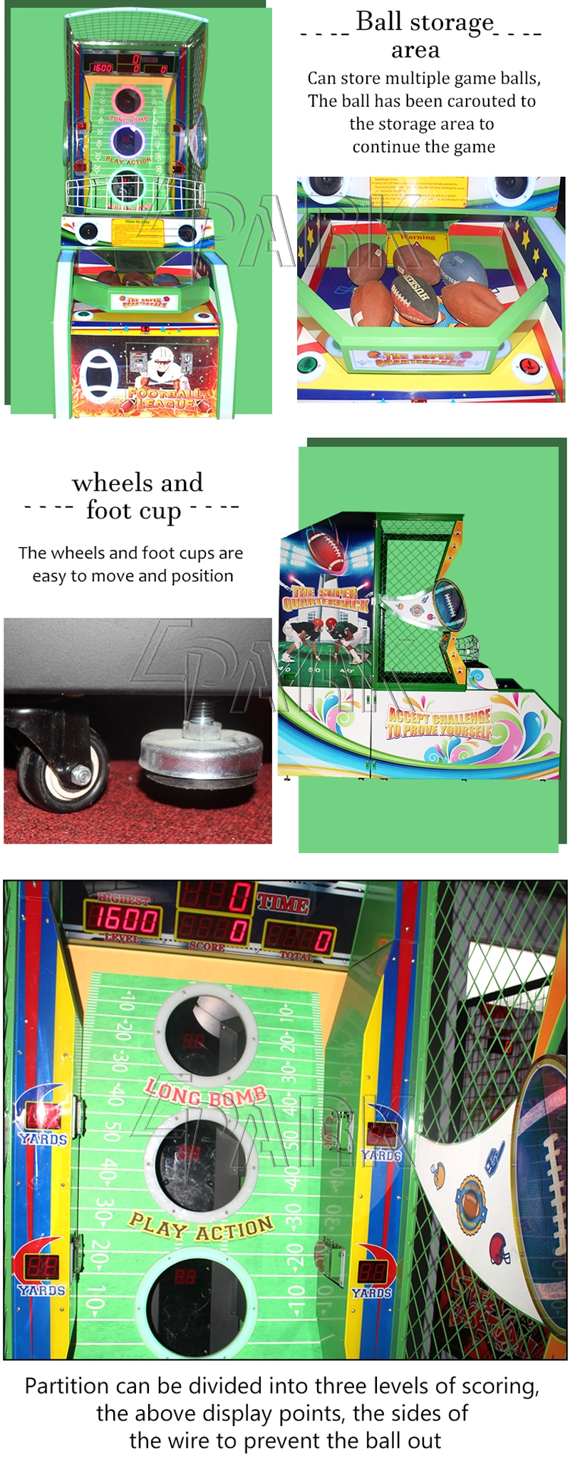 Amusements Kids Coin Operated American Football Street Basketball Rugby Game Arcade Machine