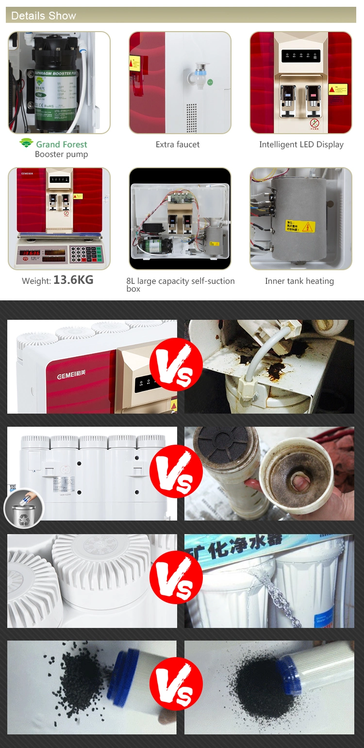 Hot and Cold Water Purifier Dispenser Desktop Home Appliance 5 Stage Reverse Osmosis Water Filter