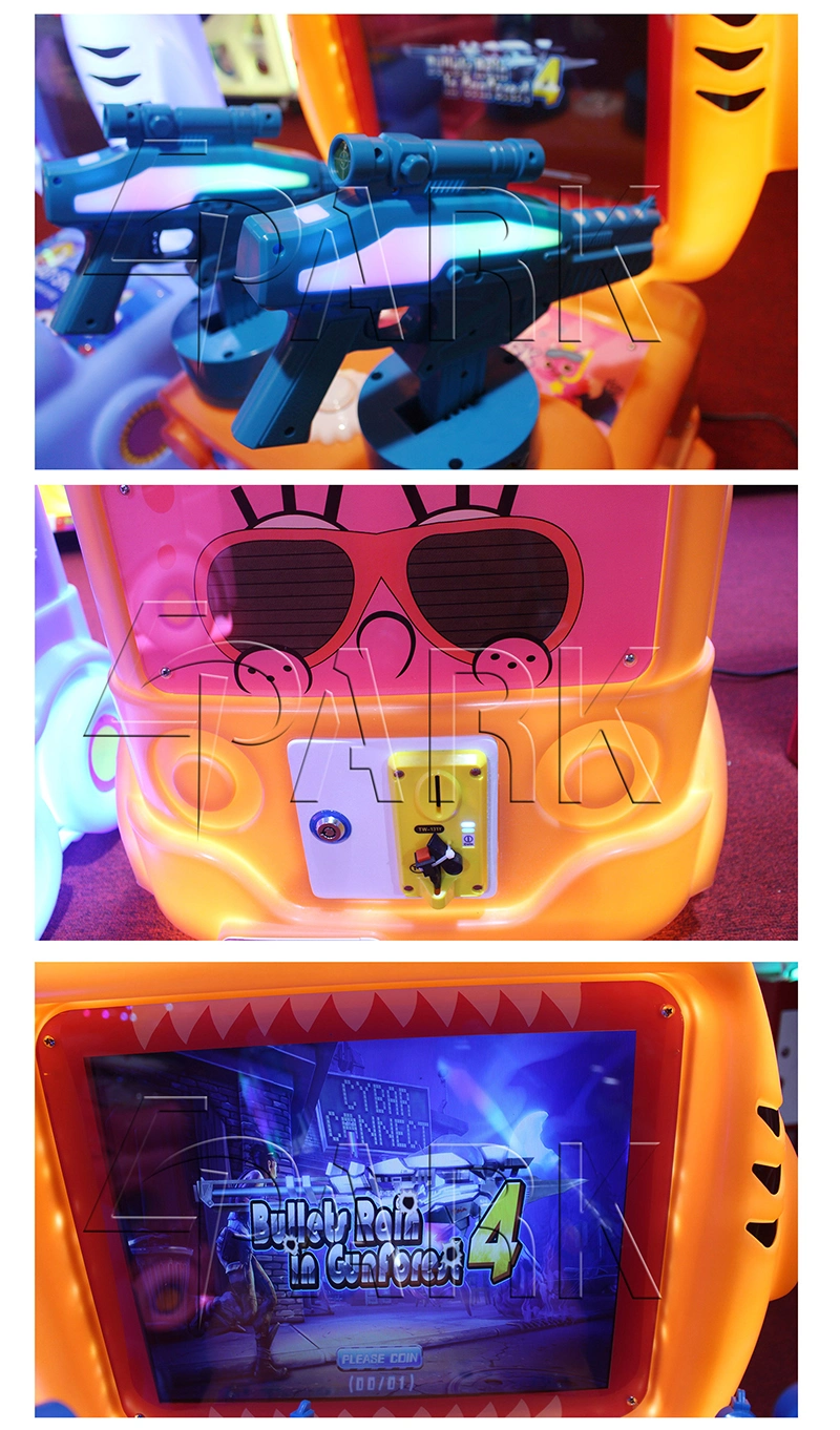 LED Light Kids Games Coin Operated Shooting Gun Toys Cartoon Video Arcade Game Machine