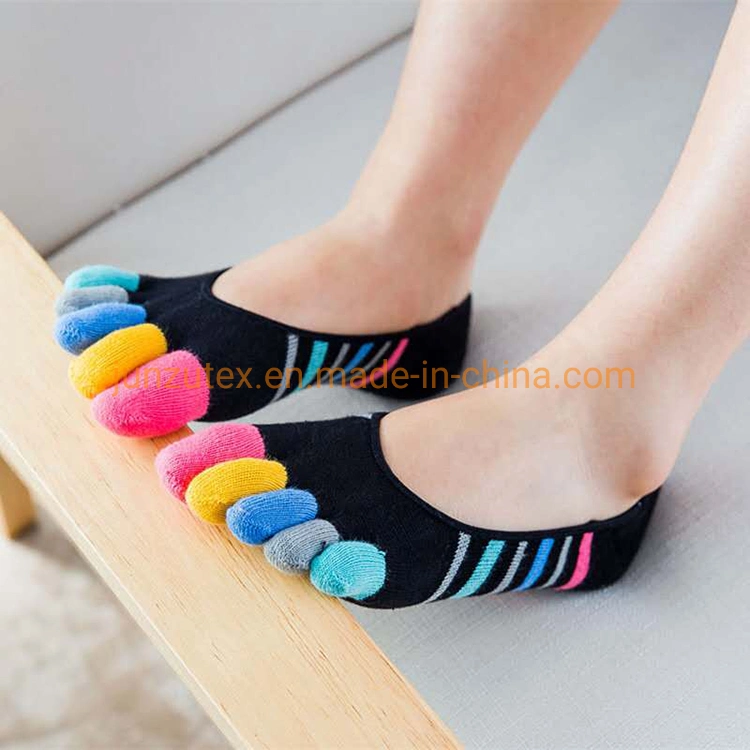 Women Invisible Ankle Socks Five Fingers Toe Socks Summer Colored Toe Invisible Shallow-Mouthed Cotton Women Socks