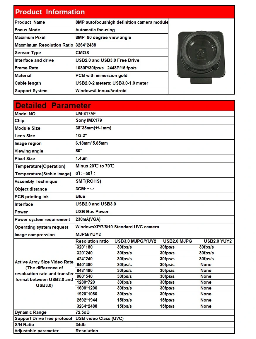 8MP Autofocus Camera Module USB Computer Camera HD Live Broadcast Micro Class Network Class Webcam