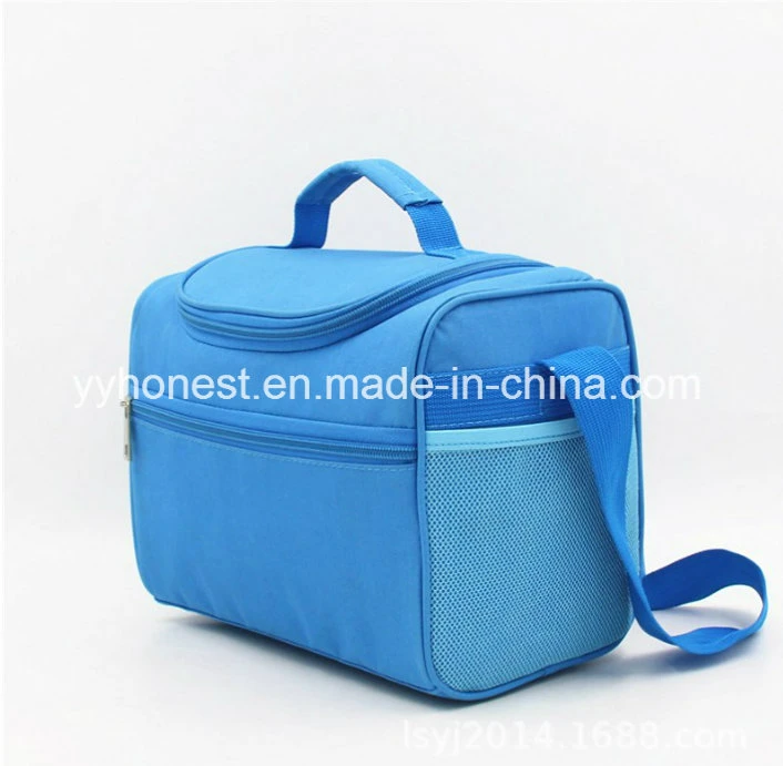 High Quality Eco-Friendly 600d Polyester Blue Cooler Lunch Bag