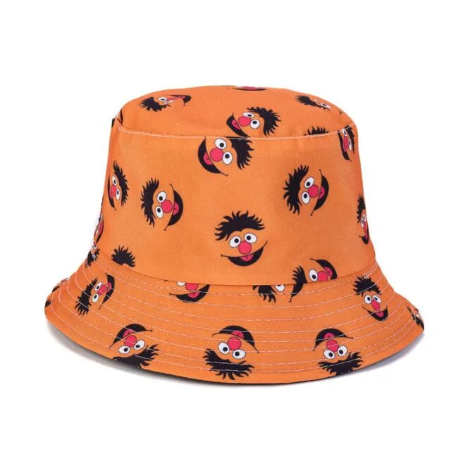 Unsiex Cotton Carton Printed Bucket Hats Wholesale Folding Polyester Bucket Hats