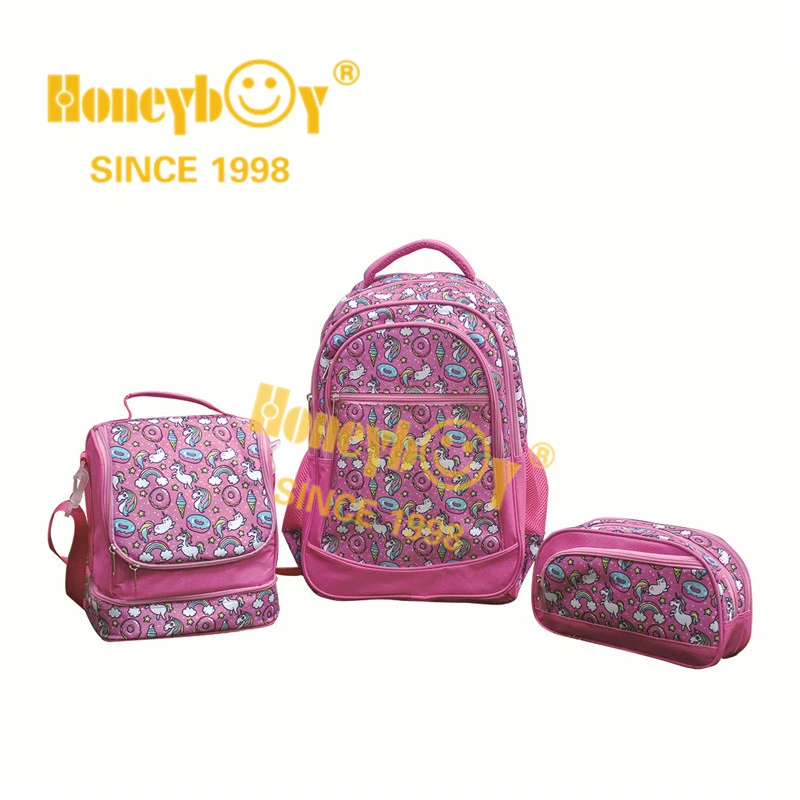 Back to School Backpack 3 Sets 300d with Full Print Lunch Bag and Pencil Bag