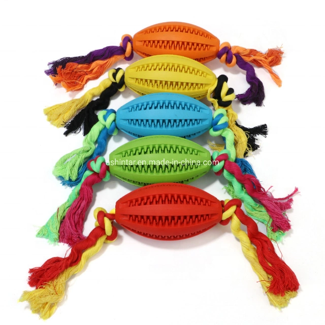 Pet Chew Toys Rubber Ball Cotton Rope Stringing and Cleaning Teeth Interactive Dog Chew Toys