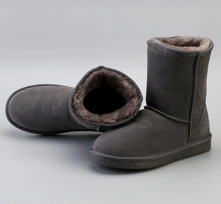 MID Calf Sheepskin Fur Women Snow Boos Winter Warm Boots