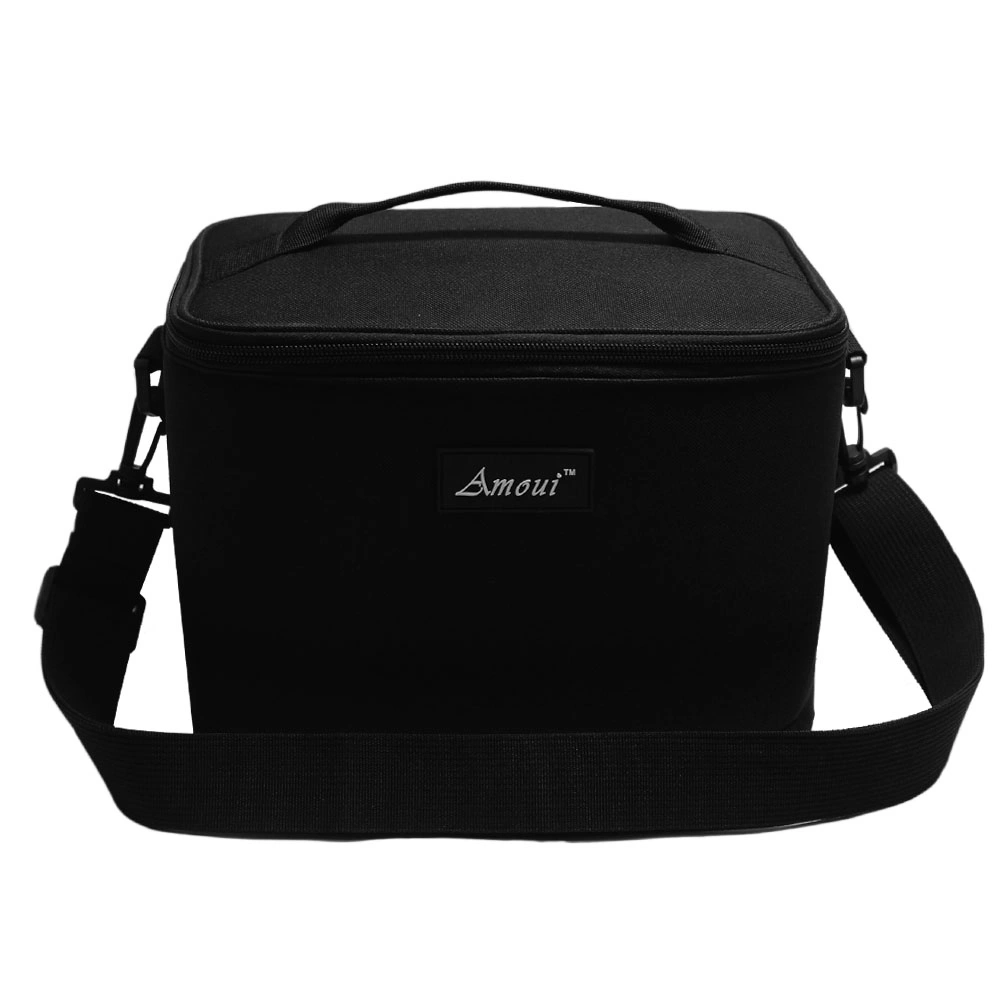 Best Black Zipper Small Cooler Bag Insulated Lunch Box Bag with Shoulder Strap for Women Men