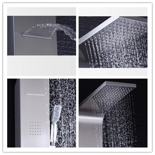 Hot Sale Luxury Black Color Thermostatic LED Rain Shower Head Bathroom Stainless Steel Wall Mounted Waterfall Shower Panels