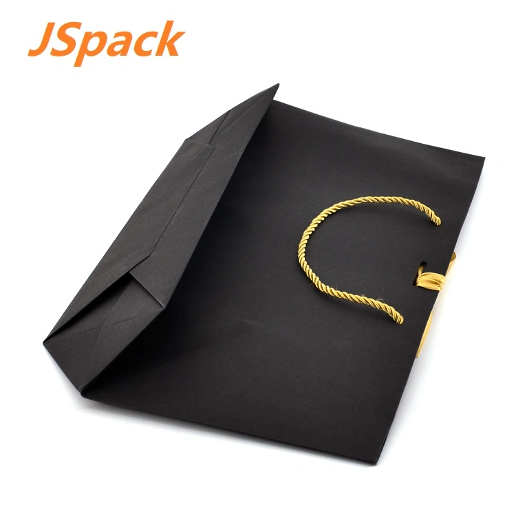 Wholesale Black Grocery Packaging Paper Bag Custom Printed Clothing Packaging Shopping Paper Bag