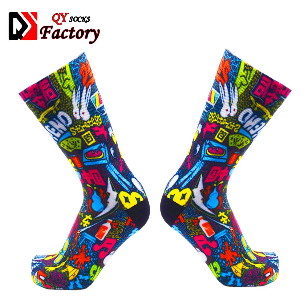 360 Degree Seamless Full Printing Bamboo Crew Socks 3D Print Sublimation Blank Sport Socks