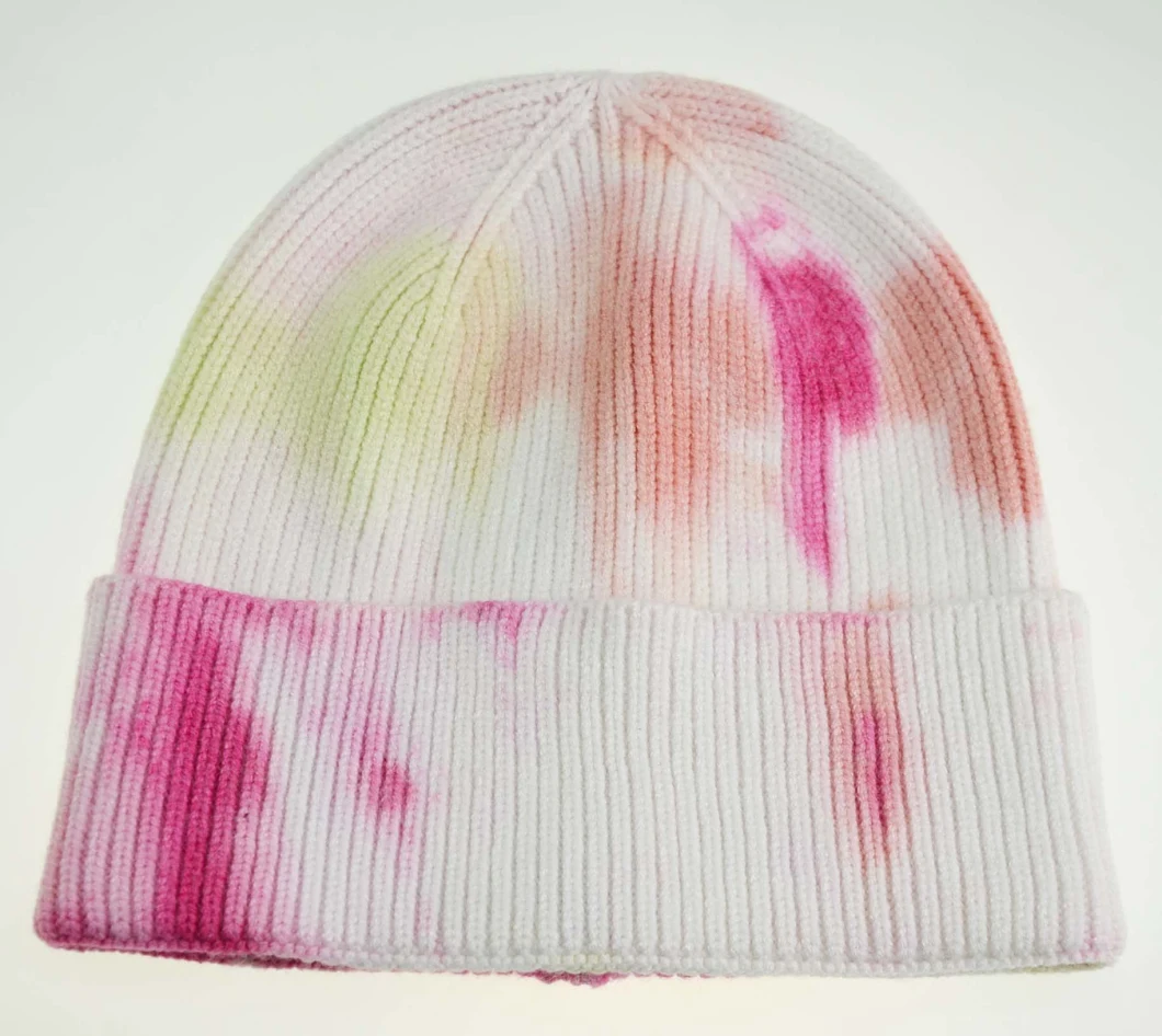 BSCI 100% Acrylic Tie-Dyed Beanie Knitted Hats Warm Hats