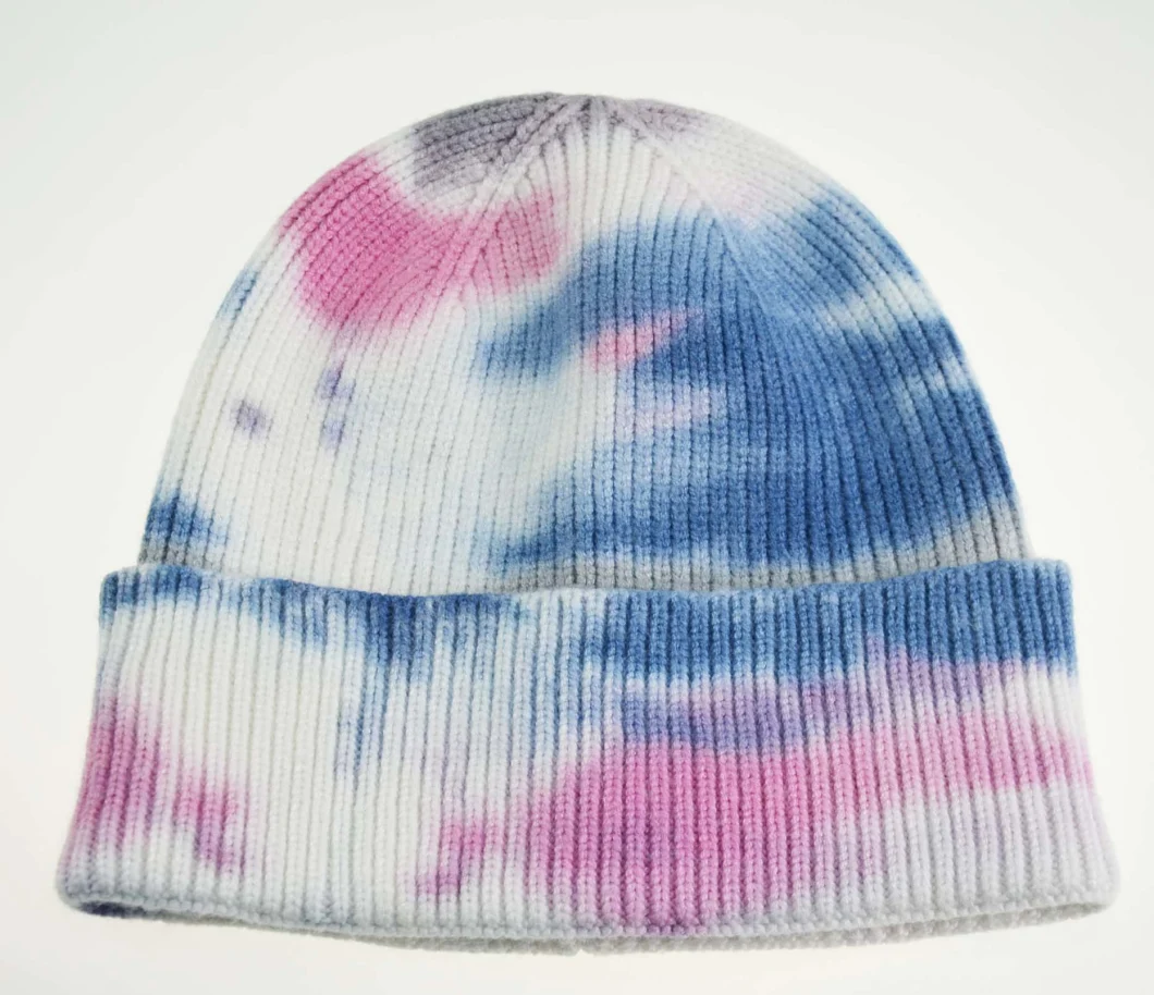 BSCI 100% Acrylic Tie-Dyed Beanie Knitted Hats Winter Hats