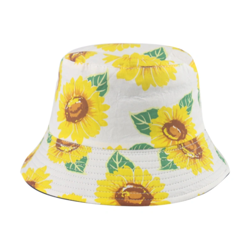 Cotton Printed Sunflower Fisherman Hat Trend Double-Sided Wear Sunhat