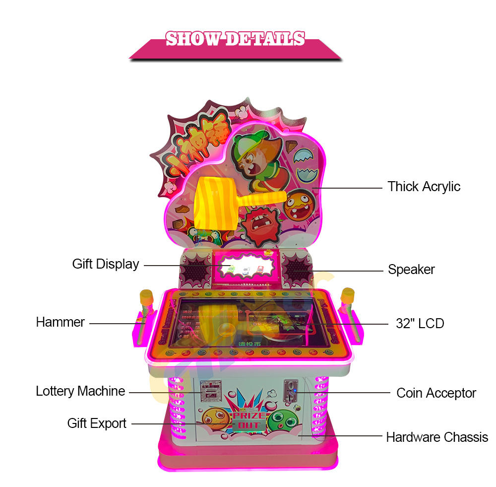 Indoor Playground Kids Arcade Simulator Video Game Coin Operated Redemption Lottery Game Machine Arcade Hammer Hitting Game Kids Game Machine for Kids