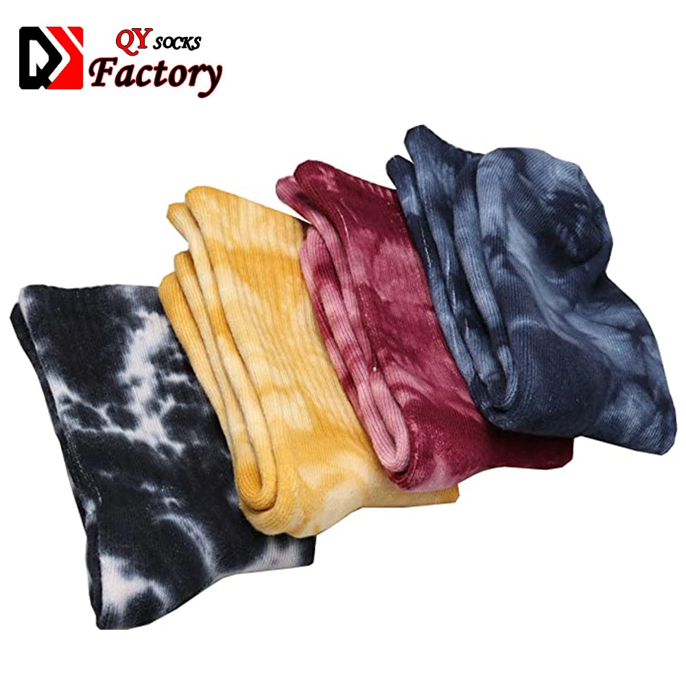 Custom Soft Women Tie Dye Cotton Socks Colored Casual Athletic Crew Socks