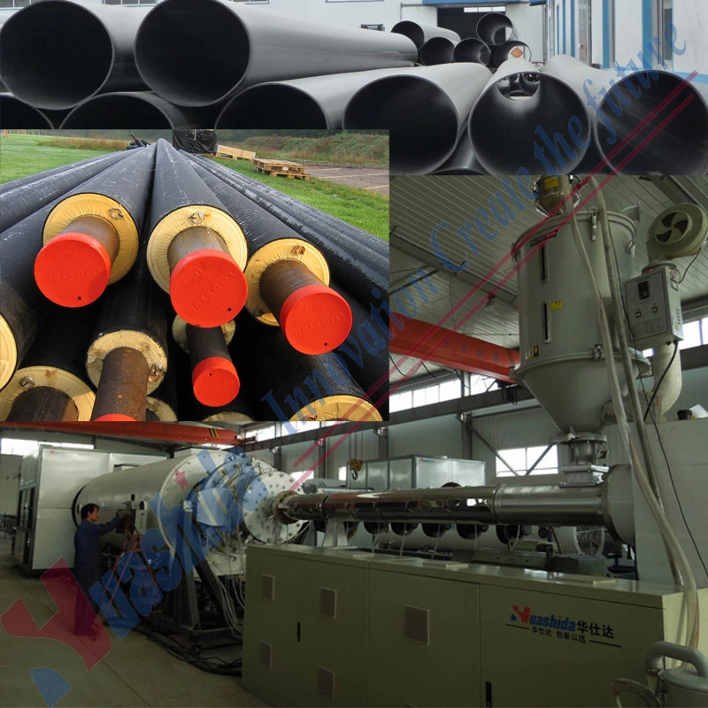 PE Pipe Casing Black Jacket Pre-Insulated Steel Pipe Thin Wall PE Pipe Extruder/Production Line/Making Machine (Dim. 365-1680mm)