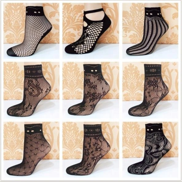 Mesh Ankle Women Fashion Socks Black Socks Women Girls Ladies Soft Lace Leica Short Ankle Socks Fishnet Stocking