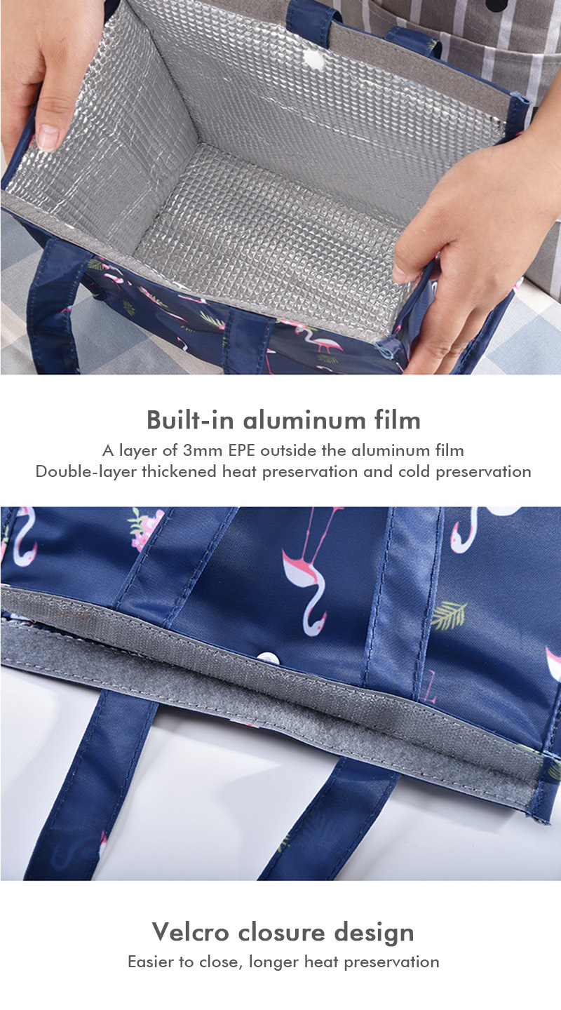 Foldable Tote Lunch Bag Waterproof Heat Preservation Storage Portable Insulated Cooler Bags