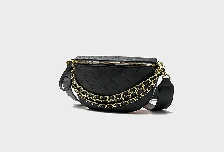 Women Chest Bag Trend One-Shoulder Cross-Body Bag PU Chain Belt Bag