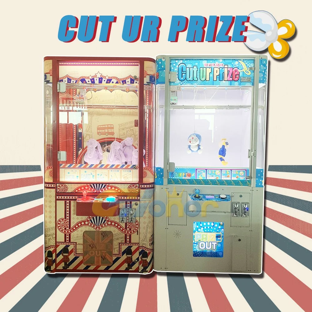 Amusement Park Coin Operated Gift Vending Machine Arcade Toy Claw Crane Machine Prize Vending Game Scissor Cut The Prize Arcade Game Machine