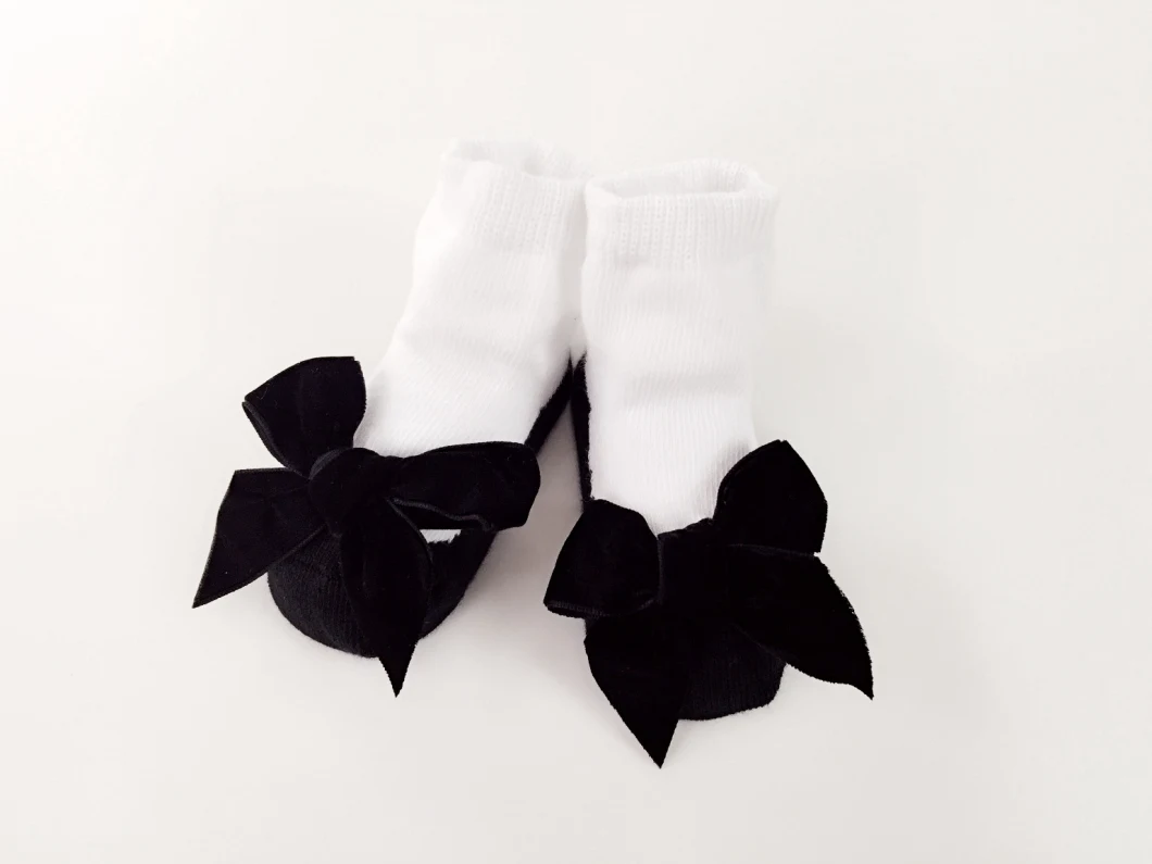 Suede Bow Baby Socks Fall and Winter Hot Style Cute Princess Socks Girls Socks Spring and Autumn European and Beautiful Baby Cot