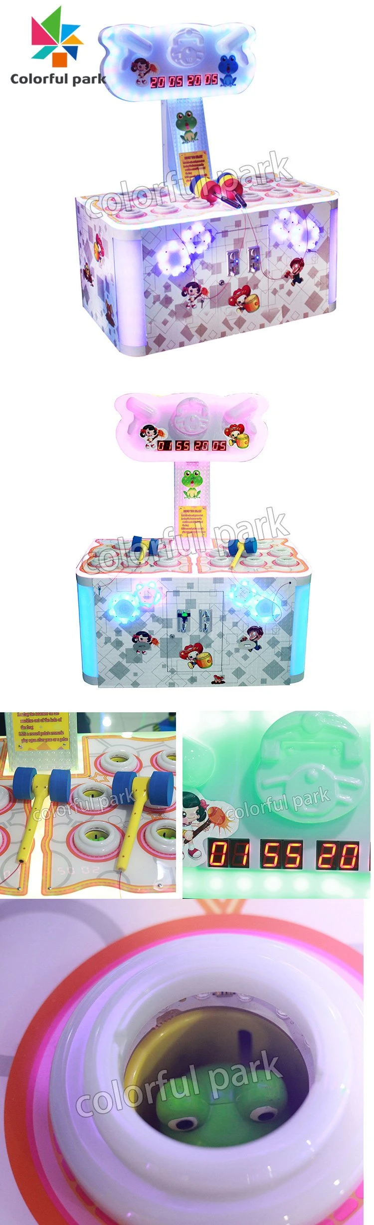 Colorful Park Coin Operated Kids Video Game Machine Luxury Whac-a-Mole Arcade Game Machine