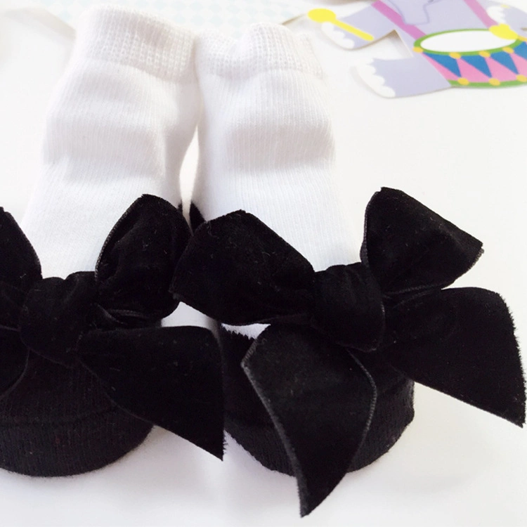 Suede Bow Baby Socks Fall and Winter Hot Style Cute Princess Socks Girls Socks Spring and Autumn European and Beautiful Baby Cot