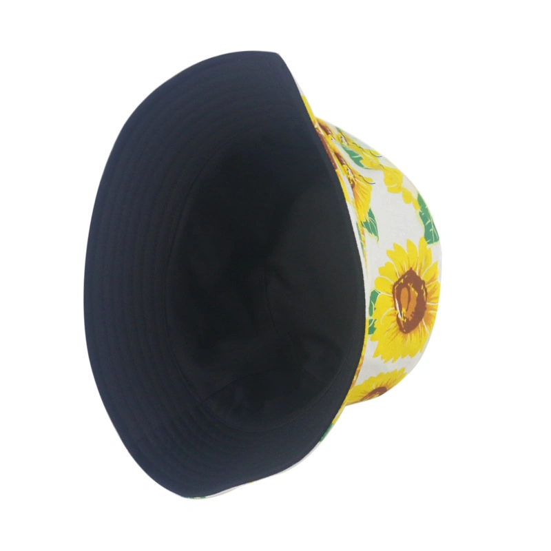 Cotton Printed Sunflower Fisherman Hat Trend Double-Sided Wear Sunhat