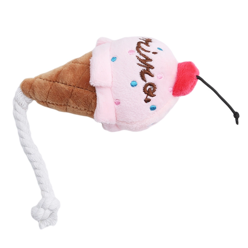 Lovely Dog Toy Puppy Plush Squeak Toy for Small Dogs Pet Cat Toys Chew Ice Cream Play Toys Pink / Blue Pet Product Qw992744