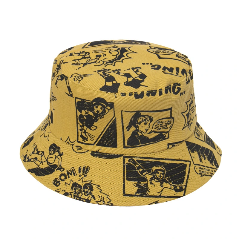 Comic Cartoon Character Print Basin Hat Sunscreen Outdoor Couple Fisherman Hat