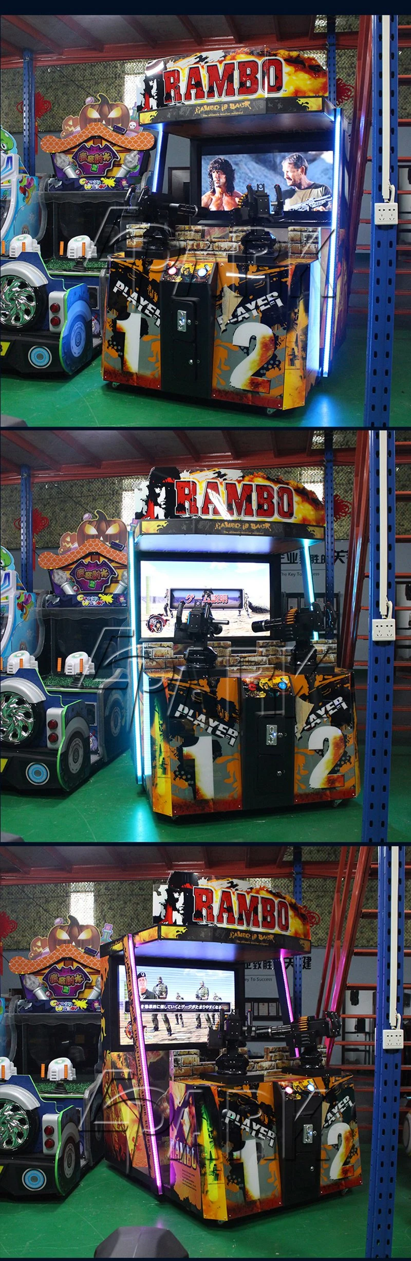 Metal Cabinet Adult 2 Players Rambo II Arcade Gun Shooting Game
