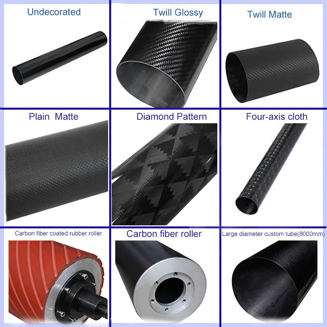 Roll Wrapped Rubber Coated Carbon Fiber Rollers Carbon Fiber