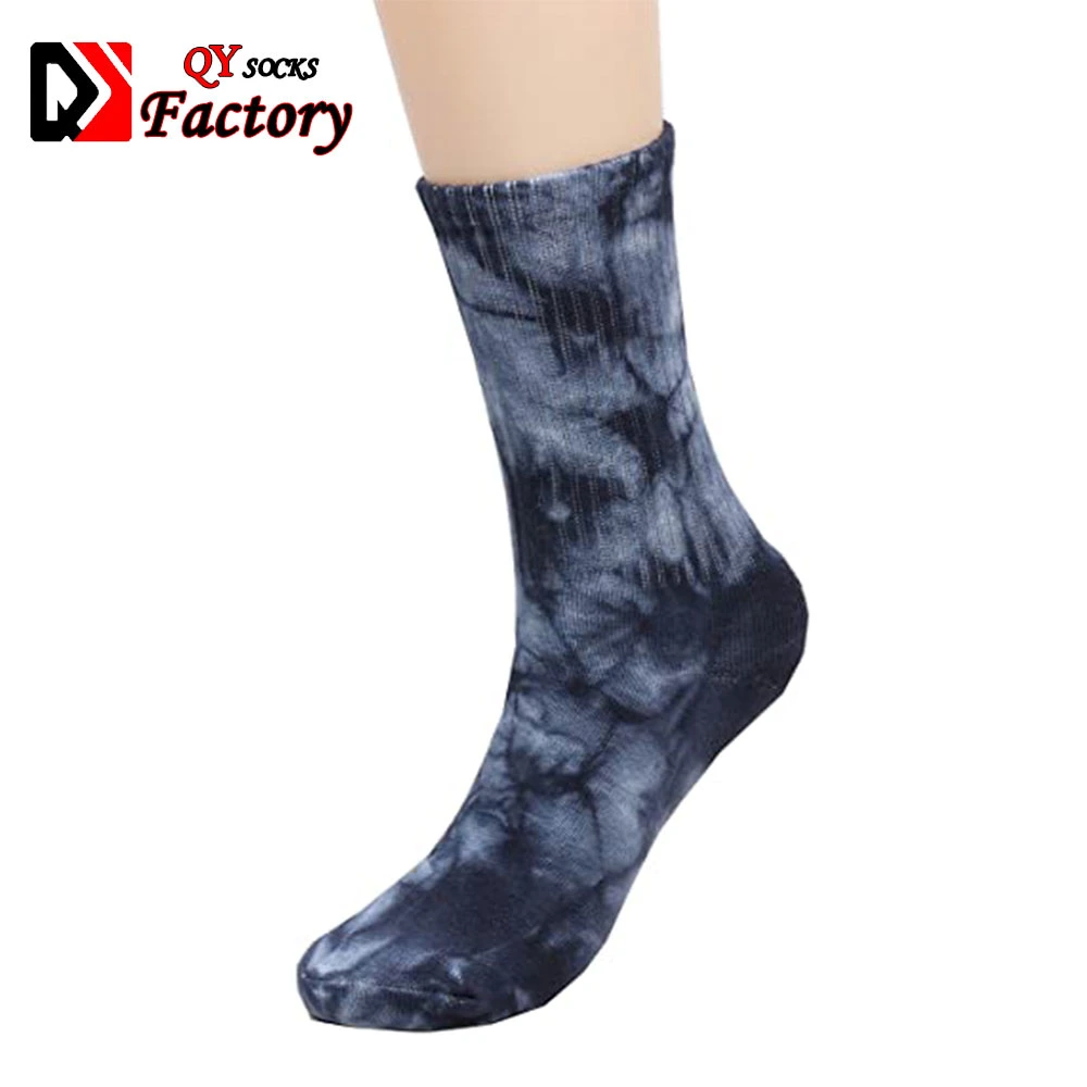 Custom Soft Women Tie Dye Cotton Socks Colored Casual Athletic Crew Socks