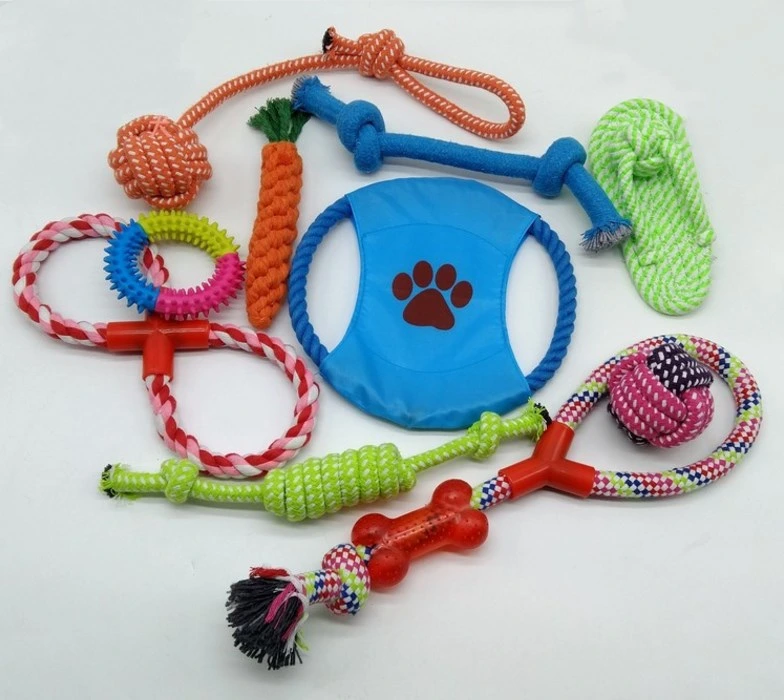 Dog Toys 10 Pack Gift Pet Set Ball Rope and Chew Toys