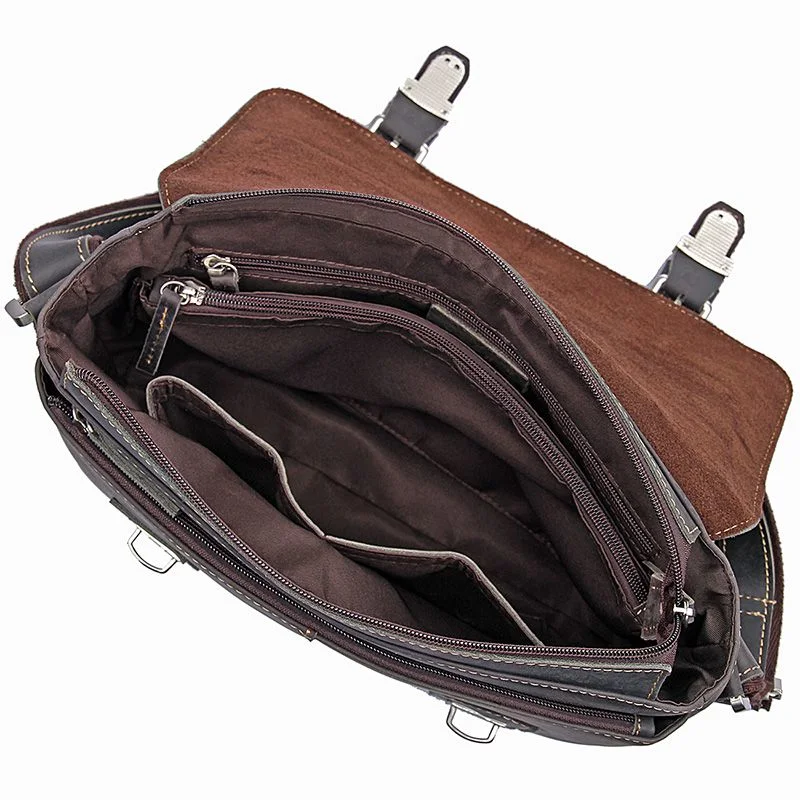 Crazy Horse Leather Men's Brown Messenger Bag Cross Body Bag