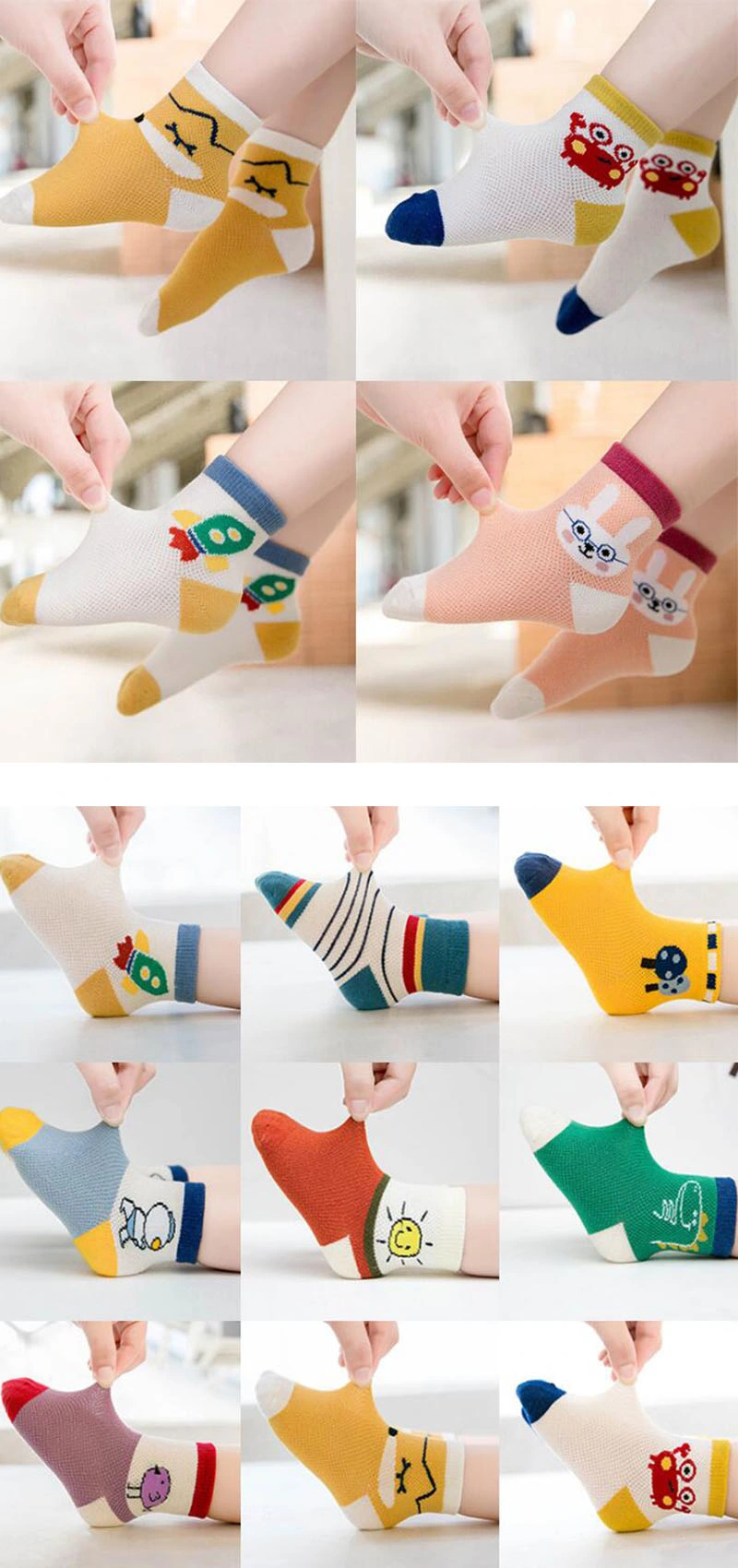 Anti Slip Cotton Baby Socks 5-Pairs Unisex Hosiery Children Cartoon Ankle Socks