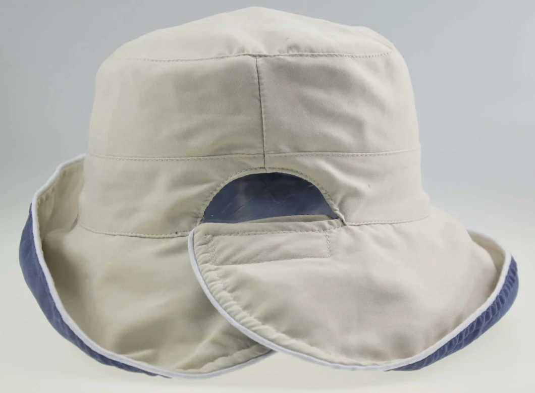 Customized Cotton or Polyester Summer Ladies Large Brim Bucket Hat