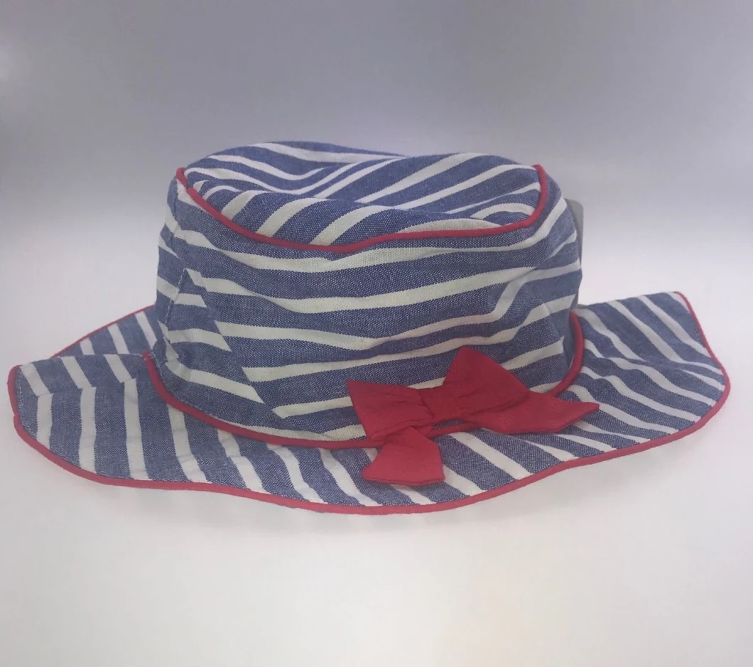 BSCI Leisure Stripe Cotton Girls Summer Bucket Hat