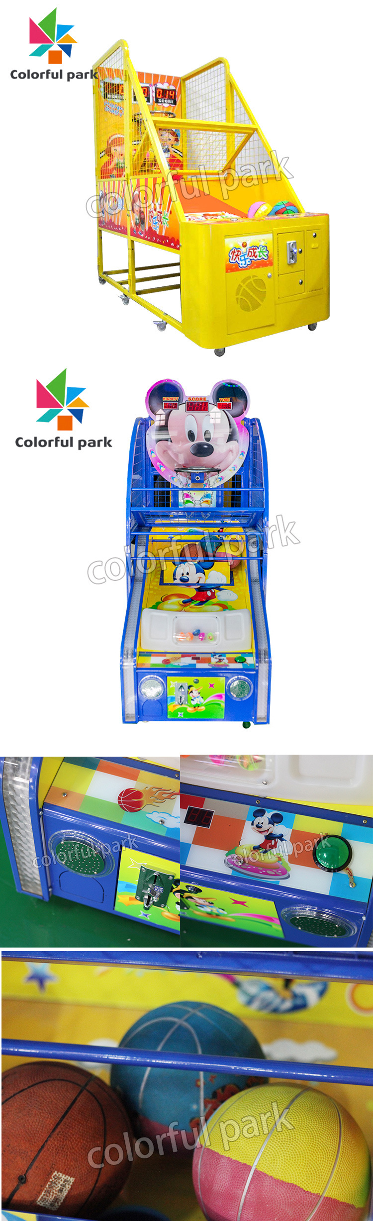 Colorful Park Coin Operated Indoor Playground Kids Basketball Game Game Machine Vending Machine