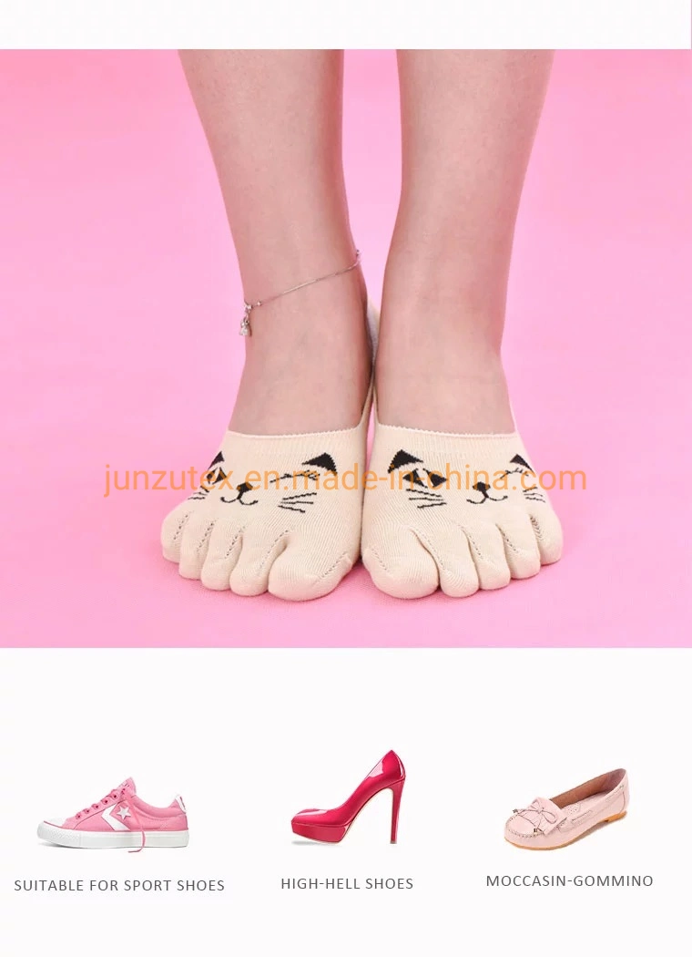 Women Cotton Socks Ankle Socks Five Fingers Toe Socks Cartoon Women Girls Summer Cute Invisible Toe Socks