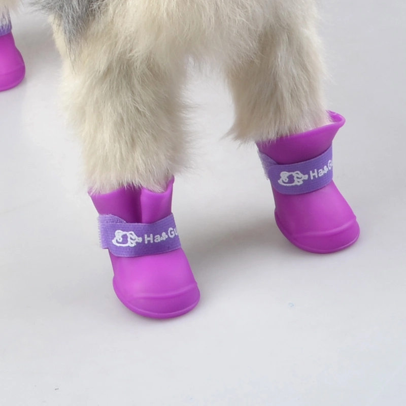 4PCS/Set Outdoor Pet Rain Boots Rubber Shoes Waterproof Summer Pets Waterproof Rain Shoes