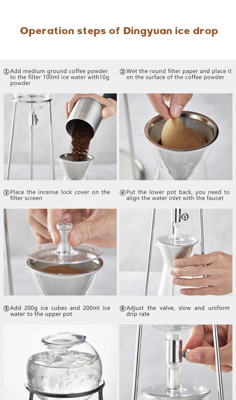 Ice Drip Coffee Filter Glass Espresso Kitchen Barista Tools Dripper Pot Ice Cold Brew Cafe Maker